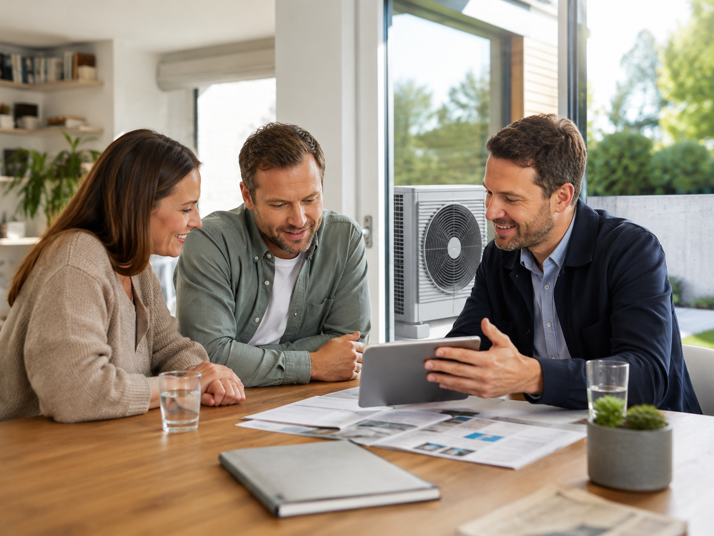 Besprechung in modernem Wohnzimmer